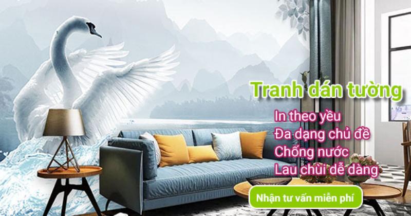 Tranh dán tường 3D biển xanh ngọc trong phòng khách hiện đại